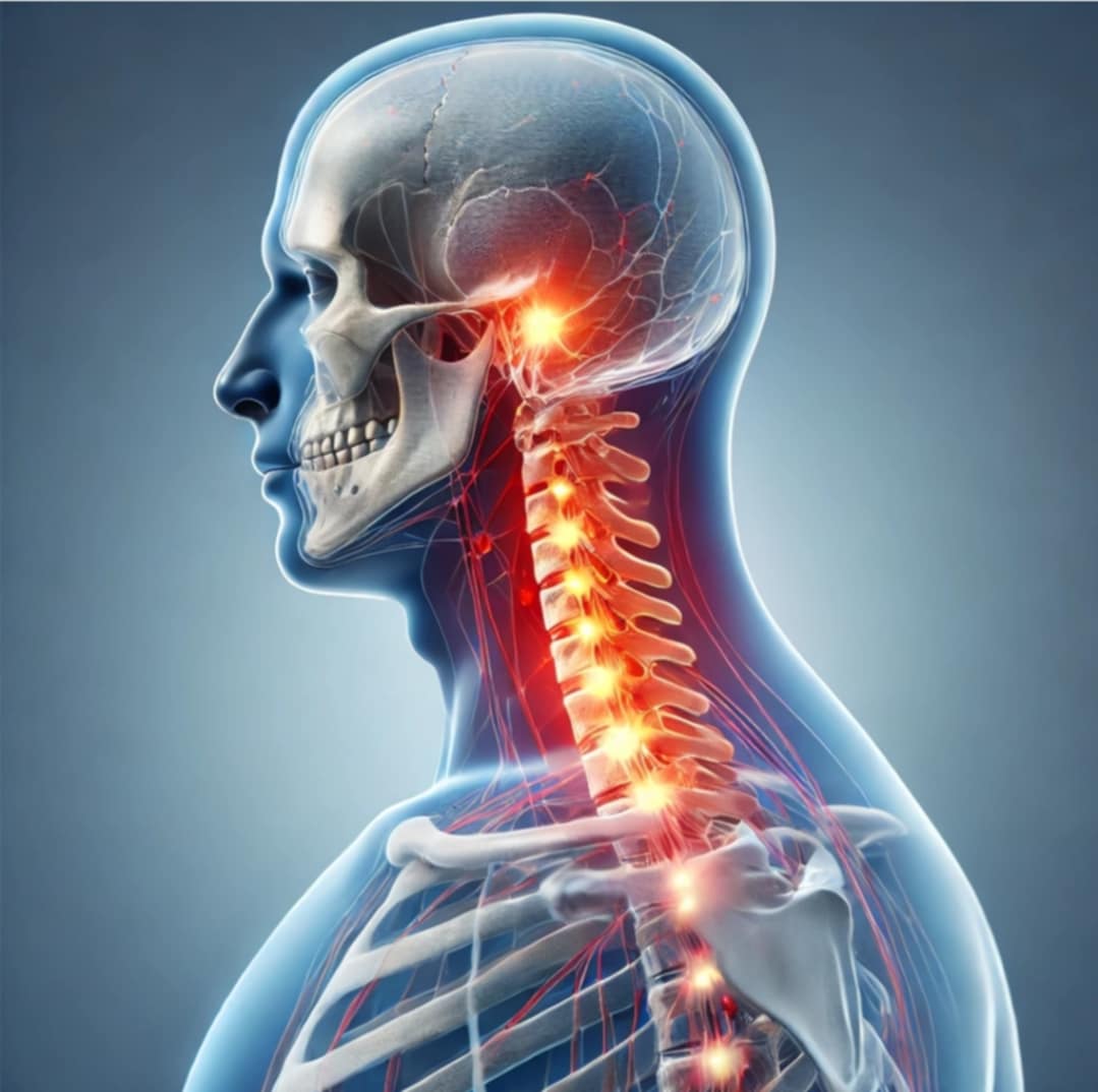 A graphic showing cervical facet syndrome