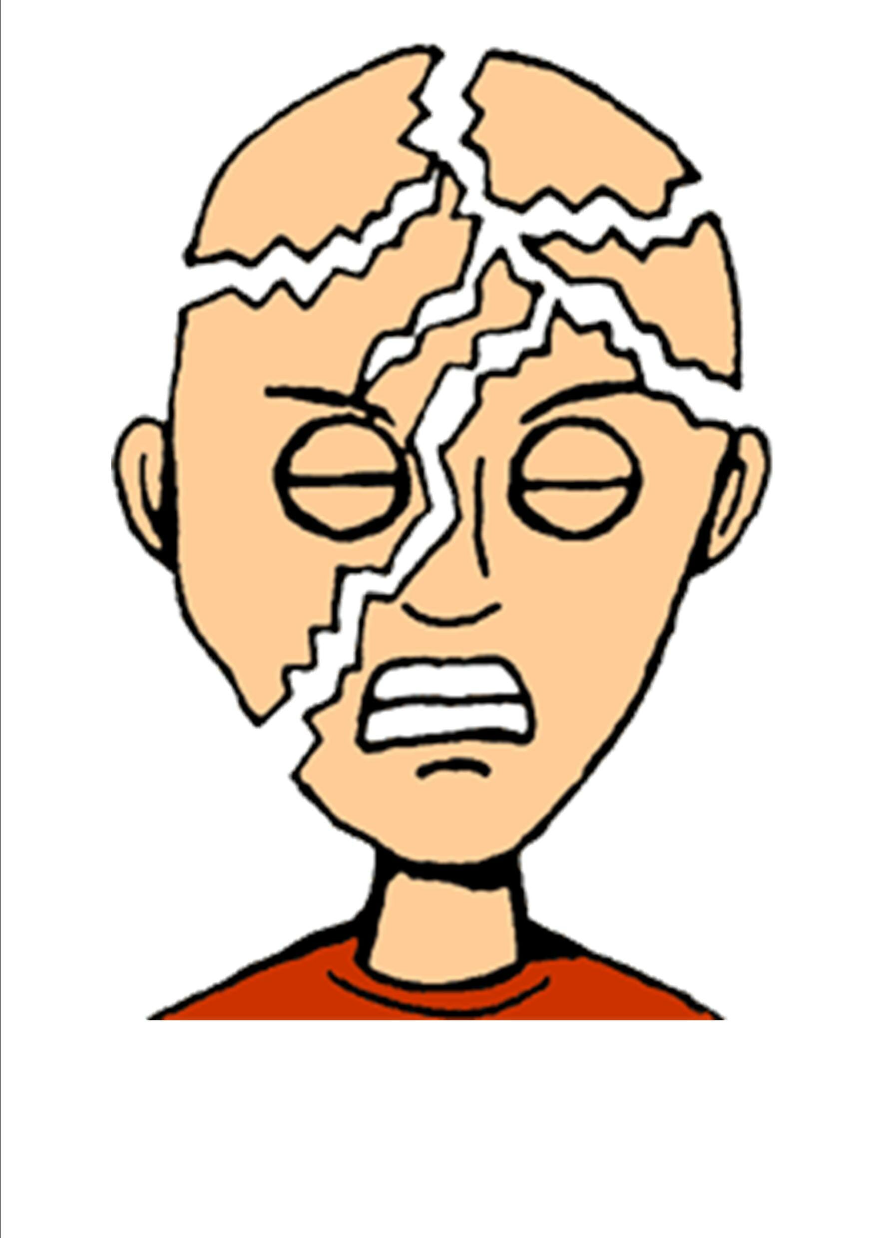 chiropractic treatment oakville for migraines best treatement. picture of guys head spliting into pieces symbolizing a headache