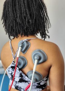 physiotherapy treatment of a suction ifc on a females right shoulder