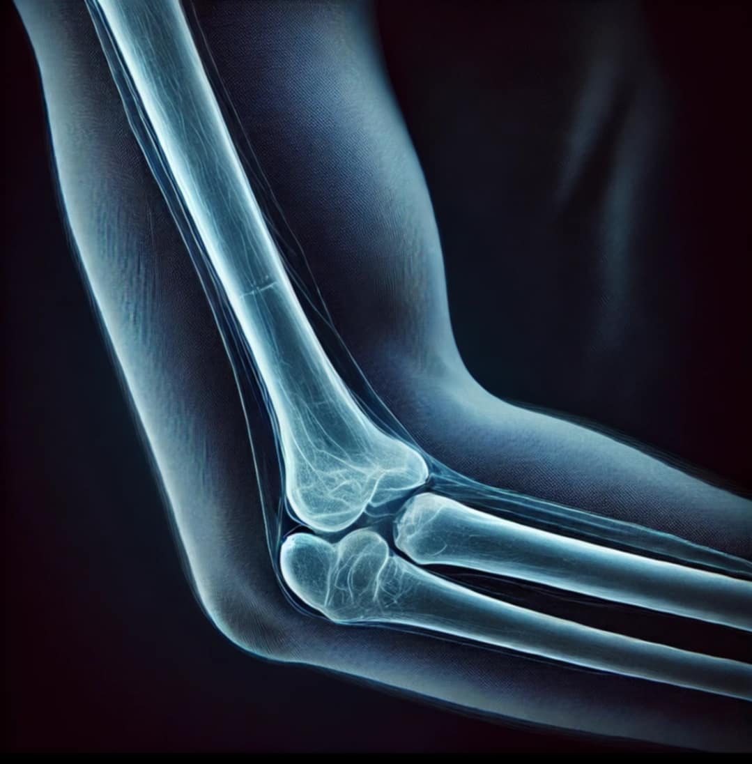 A graphic showing tennis elbow xray