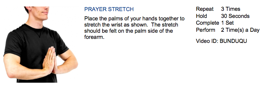 A graphic showing stretches for Carpal Tunnel